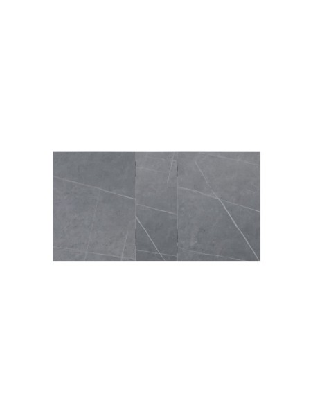 Mesa Extensible KLARA 120/150x80 cm, Porcelánico / Metal / Gris / Negro