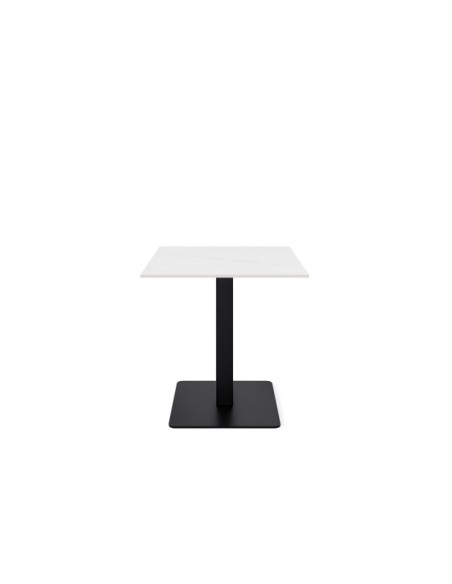 Mesa Baja LOWE 70x70x75 cm de Comedor, Porcelánico / Metal / Blanco / Negro