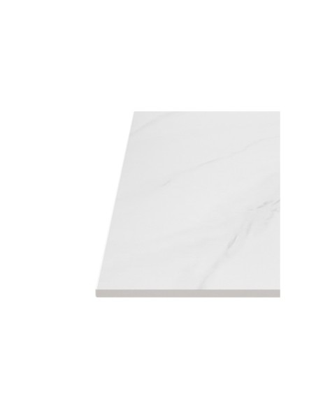 Mesa Baja LOWE 70x70x75 cm de Comedor, Porcelánico / Metal / Blanco / Negro