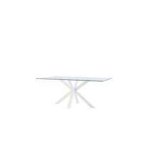 Mesa BOREALIS 160x90 cm de Comedor, Cristal / Metal Blanco