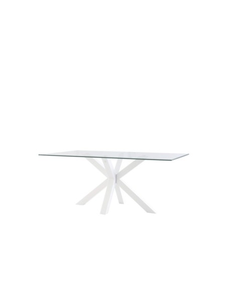 Mesa BOREALIS 160x90 cm de Comedor, Cristal / Metal Blanco