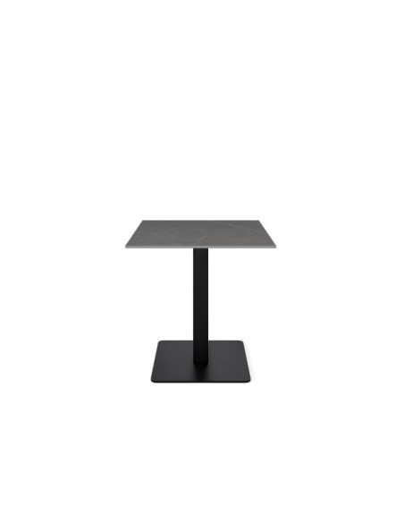 Mesa Baja LOWE 70x70x75 cm de Comedor, Porcelánico / Metal / Gris / Negro
