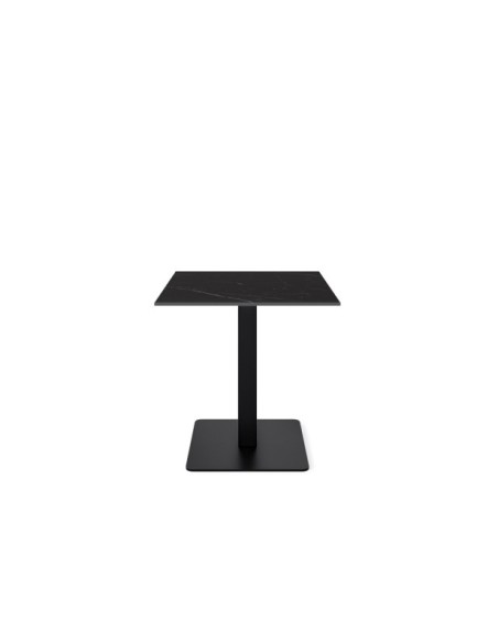 Mesa Baja LOWE 70x70x75 cm de Comedor, Porcelánico / Metal / Negro