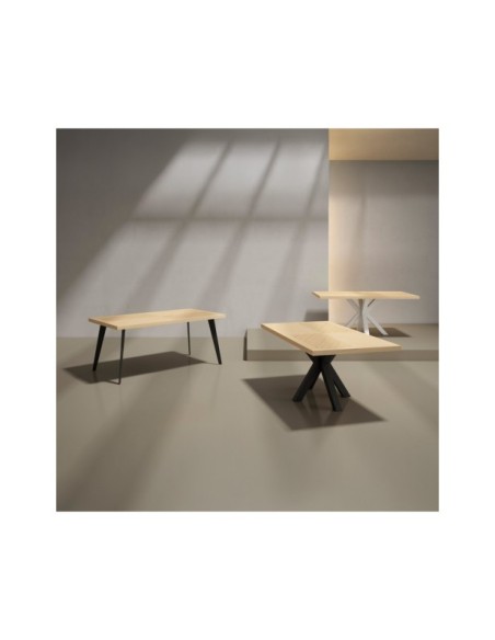 Mesa JULES 180x100 cm de Comedor, Chapa de Roble / Metal / Roble / Negro
