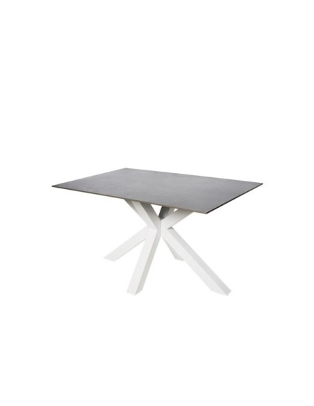 Mesa KOON 160x90 cm de Comedor, Porcelánico / Metal / Gris / Blanco