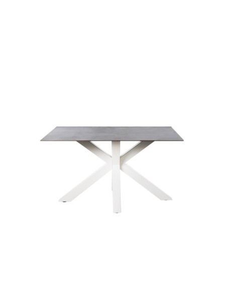 Mesa KOON 160x90 cm de Comedor, Porcelánico / Metal / Gris / Blanco