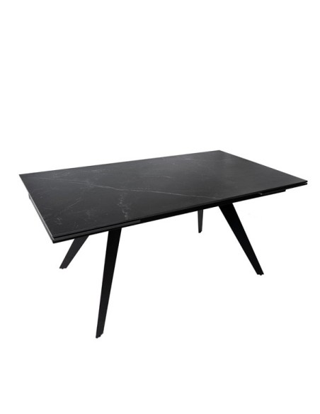 Mesa KONRAD 180x90 cm de Comedor, Porcelánico / Metal /  Negro