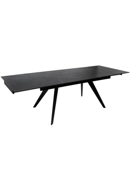 Mesa KONRAD 180x90 cm de Comedor, Porcelánico / Metal /  Negro
