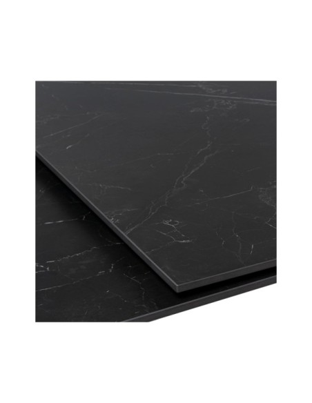Mesa KONRAD 180x90 cm de Comedor, Porcelánico / Metal /  Negro