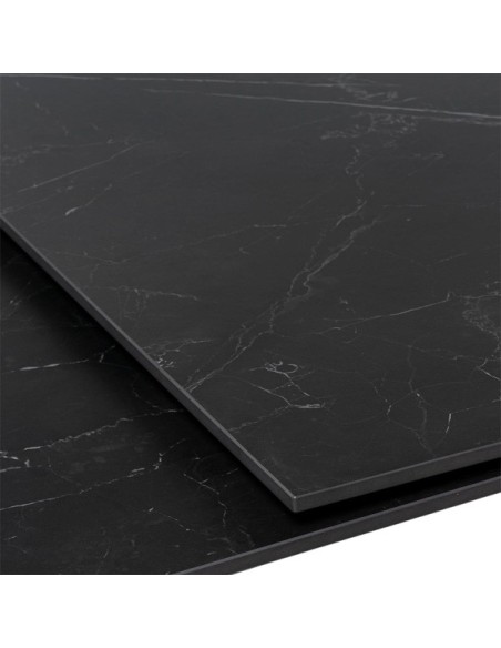 Mesa KONRAD 180x90 cm de Comedor, Porcelánico / Metal /  Negro