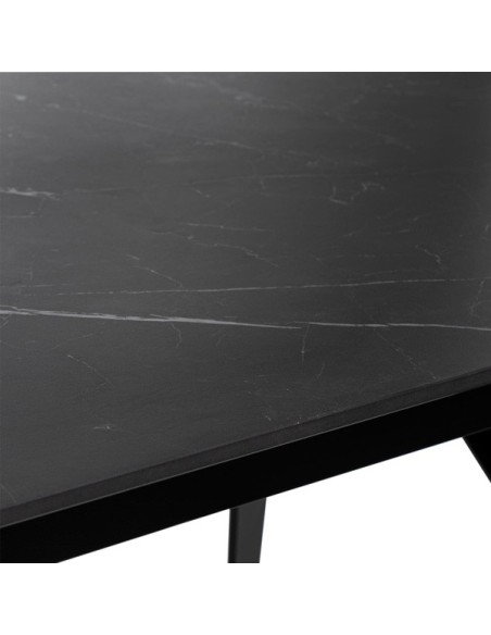 Mesa KONRAD 180x90 cm de Comedor, Porcelánico / Metal /  Negro