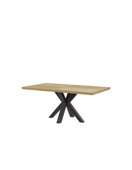 Mesa JULES 140x90 cm de Comedor, Chapa de Roble / Metal / Roble / Negro
