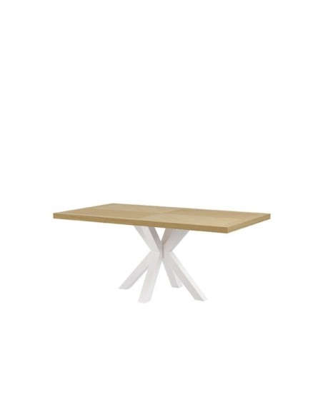 Mesa JULES 140x90 cm de Comedor, Chapa de Roble / Metal / Roble / Blanco