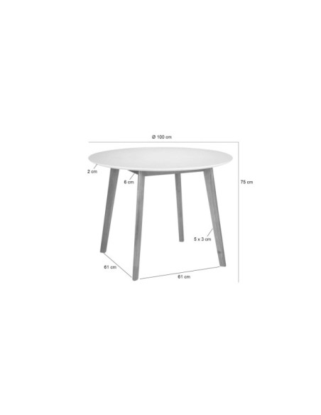 Mesa NONA Ø100x75 cm de Comedor, Chapa de Roble / Madera / Roble