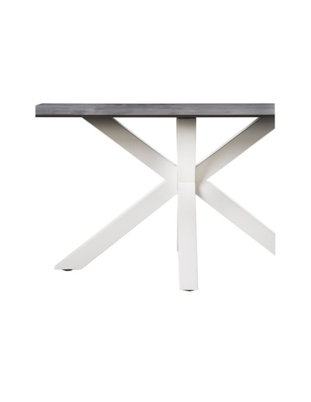 Mesa KOON 140x90 cm de Comedor, Porcelánico / Metal / Gris / Blanco