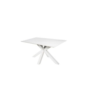 Mesa KOON 140x90 cm de Comedor, Porcelánico / Metal / Blanco