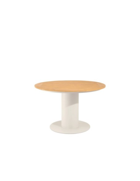 Mesa THELMA Ø120x75 cm de Comedor, Polimadera / Acero / Beige