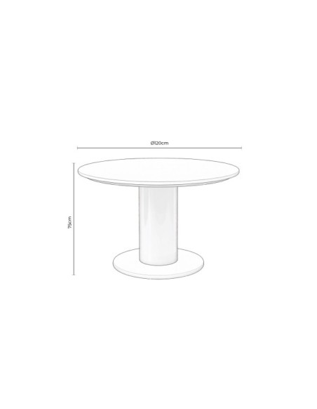 Mesa THELMA Ø120x75 cm de Comedor, Polimadera / Acero / Beige