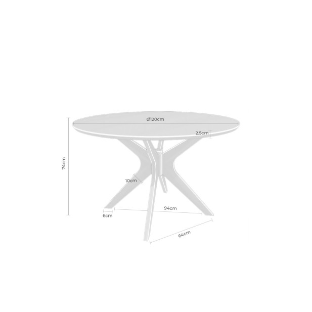 Mesa KARINE Ø120x74 cm de Comedor,...