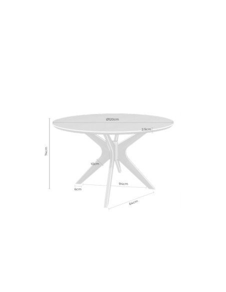 Mesa KARINE Ø120x74 cm de Comedor, Madera de Nogal / Nogal