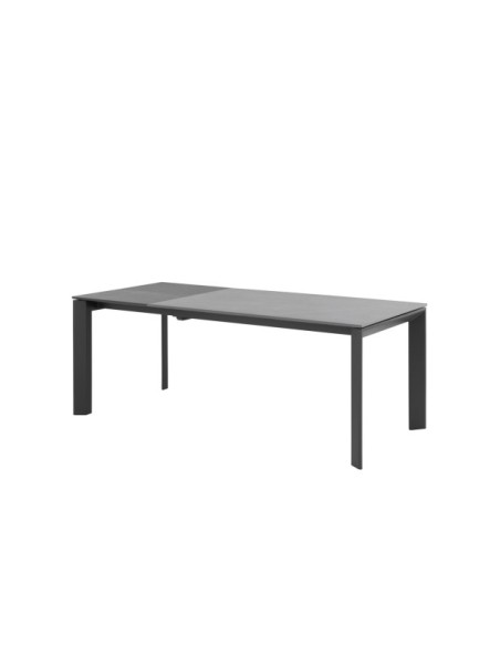 Mesa Extensible MARIAH 160/240x90 cm, Porcelánico / Metal / Gris / Negro