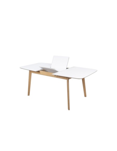 Mesa Extensible NOHORA, 140/188x90 cm, MDF / Madera / Blanco / Roble