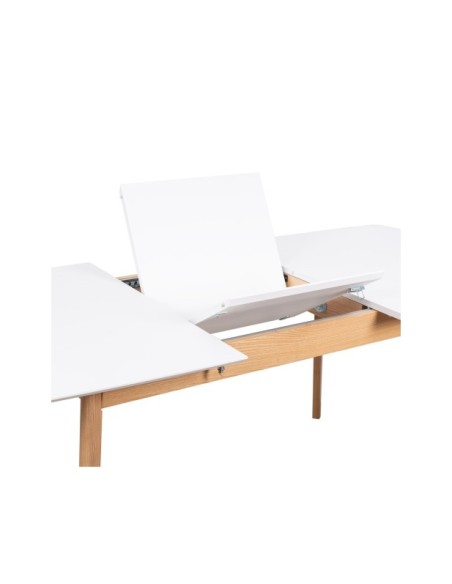 Mesa Extensible NOHORA, 140/188x90 cm, MDF / Madera / Blanco / Roble