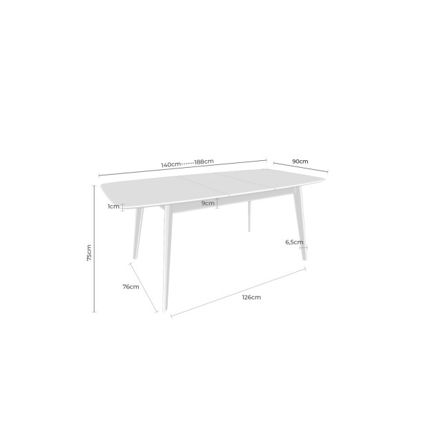 Mesa Extensible NOHORA, 140/188x90...
