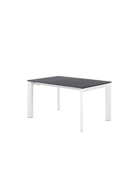 Mesa Extensible MARIAH 160/240x90 cm, Porcelánico / Metal / Negro / Blanco
