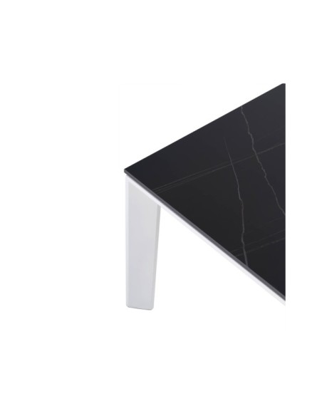 Mesa Extensible MARIAH 160/240x90 cm, Porcelánico / Metal / Negro / Blanco