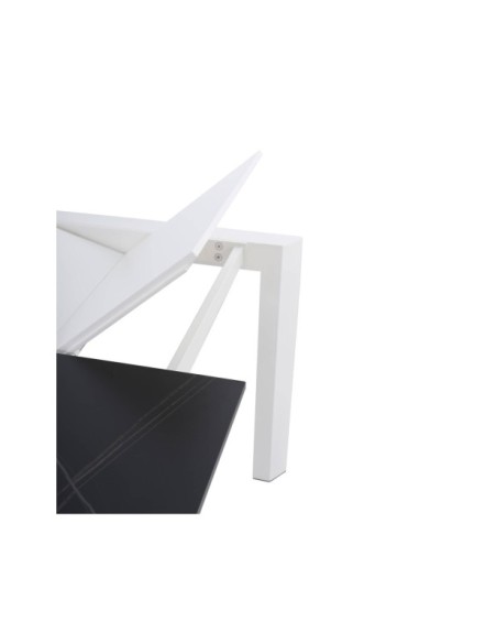 Mesa Extensible MARIAH 160/240x90 cm, Porcelánico / Metal / Negro / Blanco