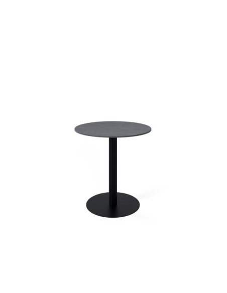Mesa Baja STATEMENT Ø70x75 cm de Comedor, Porcelánico / Metal / Gris / Negro