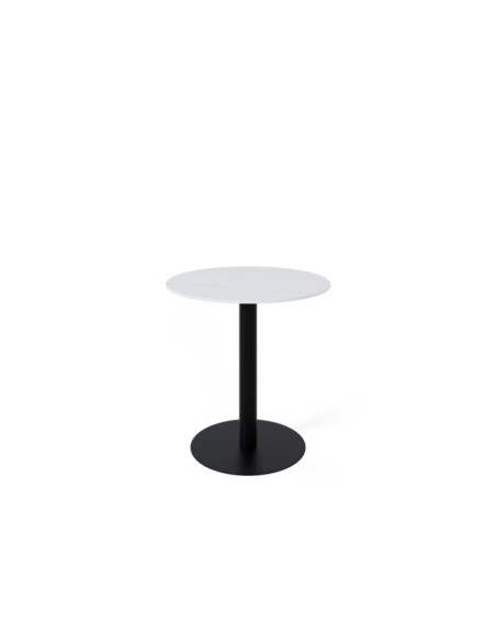 Mesa Baja STATEMENT Ø70x75 cm de Comedor, Porcelánico / Metal / Blanco / Negro