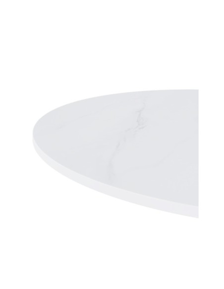 Mesa Baja STATEMENT Ø70x75 cm de Comedor, Porcelánico / Metal / Blanco / Negro