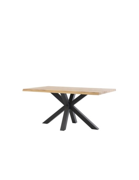 Mesa MOODY 200x100 cm de Comedor, Metal / Madera de Roble / Natural / Negro