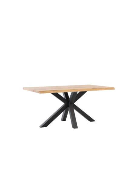 Mesa MOODY 200x100 cm de Comedor, Metal / Madera de Roble / Natural / Negro