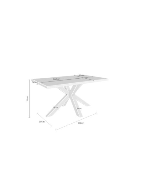 Mesa MOODY 200x100 cm de Comedor, Metal / Madera de Roble / Natural / Negro