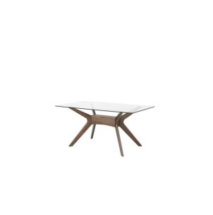 Mesa NEILS 140x90 cm de Comedor, Cristal / Madera / Nogal
