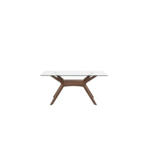 Mesa NEILS 140x90 cm de Comedor, Cristal / Madera / Nogal 2