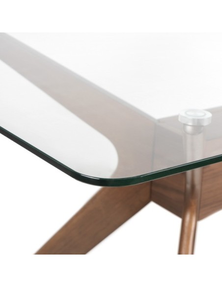 Mesa NEILS 140x90 cm de Comedor, Cristal / Madera / Nogal