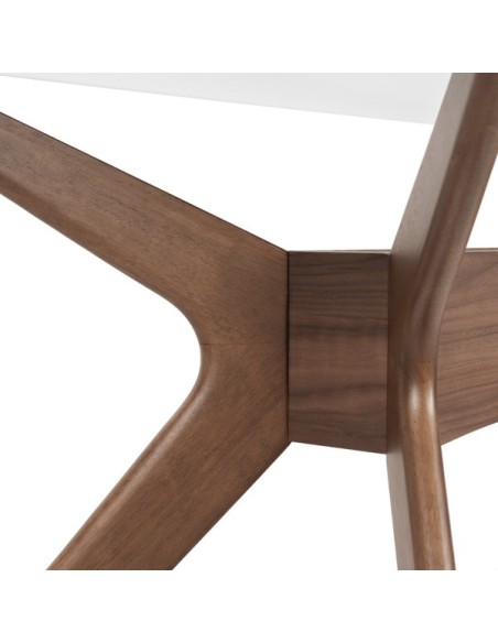 Mesa NEILS 140x90 cm de Comedor, Cristal / Madera / Nogal