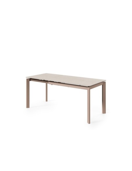 Mesa Extensible CENTAURUS 140/200x90 cm, Porcelánico / Metal / Travertino / Beige