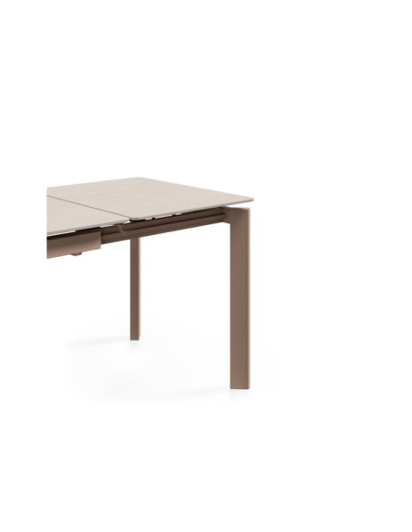 Mesa Extensible CENTAURUS 140/200x90 cm, Porcelánico / Metal / Travertino / Beige
