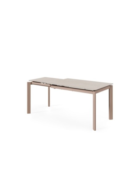 Mesa Extensible CENTAURUS 140/200x90 cm, Porcelánico / Metal / Travertino / Beige