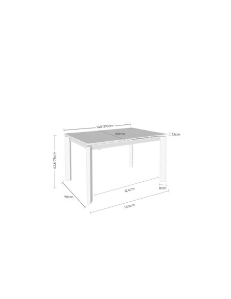 Mesa Extensible CENTAURUS 140/200x90 cm, Porcelánico / Metal / Travertino / Beige