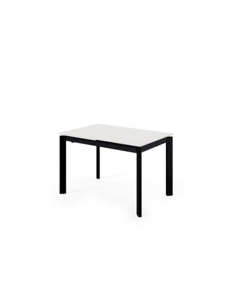 Mesa Extensible CENTAURUS 140/200x90 cm, Porcelánico / Metal / Blanco / Negro