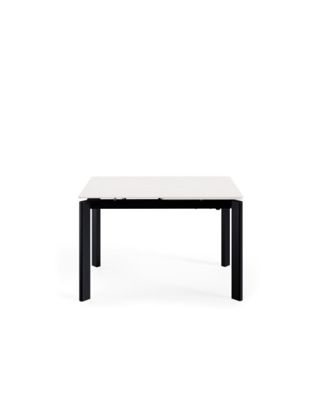 Mesa Extensible CENTAURUS 140/200x90 cm, Porcelánico / Metal / Blanco / Negro
