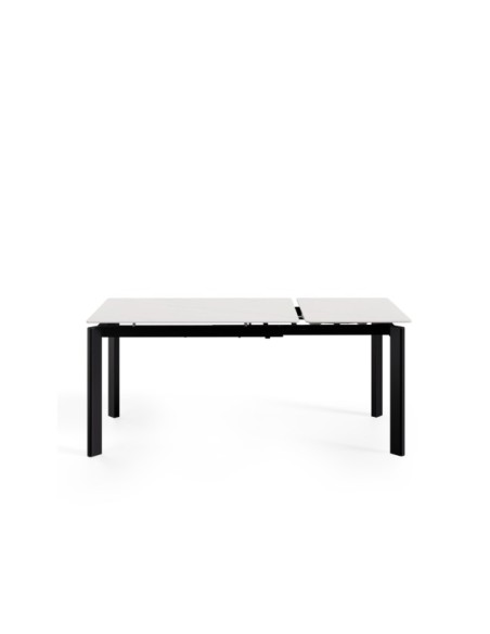 Mesa Extensible CENTAURUS 140/200x90 cm, Porcelánico / Metal / Blanco / Negro