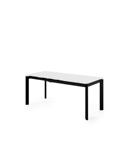 Mesa Extensible CENTAURUS 140/200x90 cm, Porcelánico / Metal / Blanco / Negro