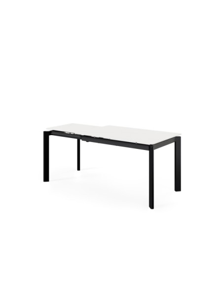 Mesa Extensible CENTAURUS 140/200x90 cm, Porcelánico / Metal / Blanco / Negro
